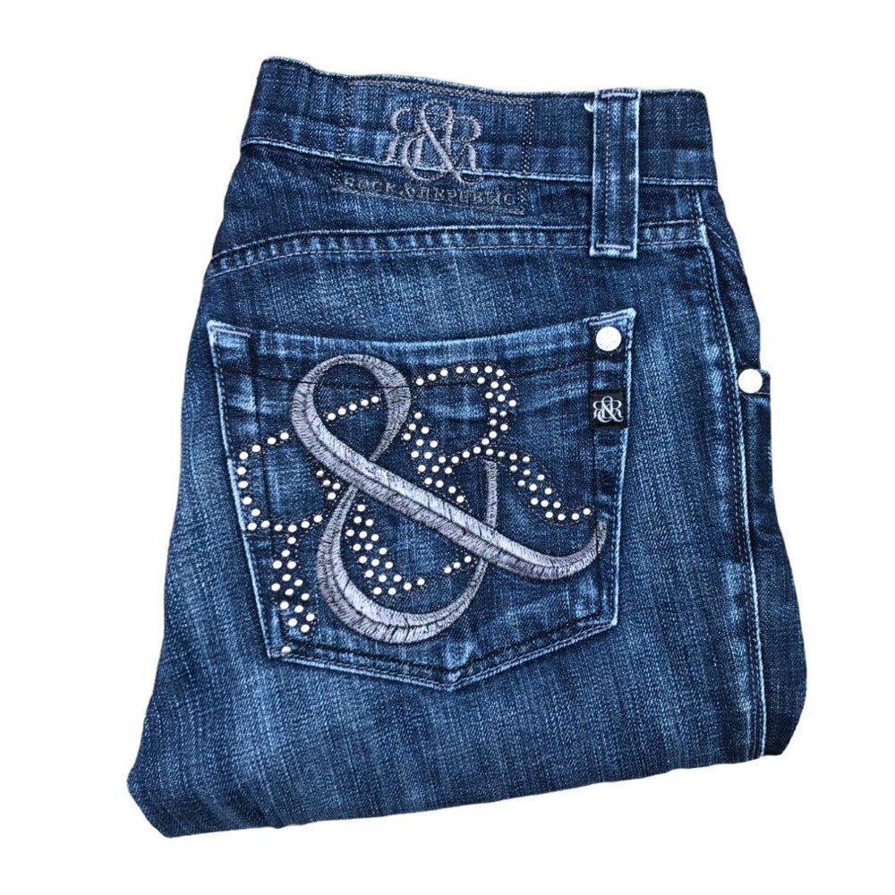 Vintage Rock & Republic Studded Embroidered Jeans Size 32 FLOYD Blue